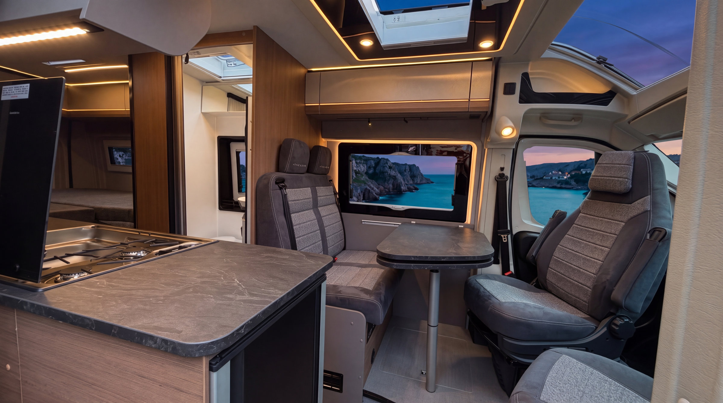 Wohnraum und Dinette des Pössl Summit Prime 640 im Modelljahr 2027